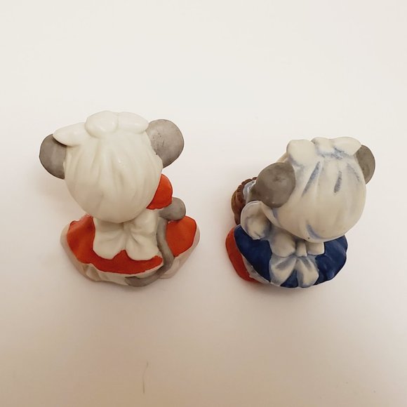 Vtg Taiwan Ceramic Figurines Smiling Mouse - Picture 5 of 9